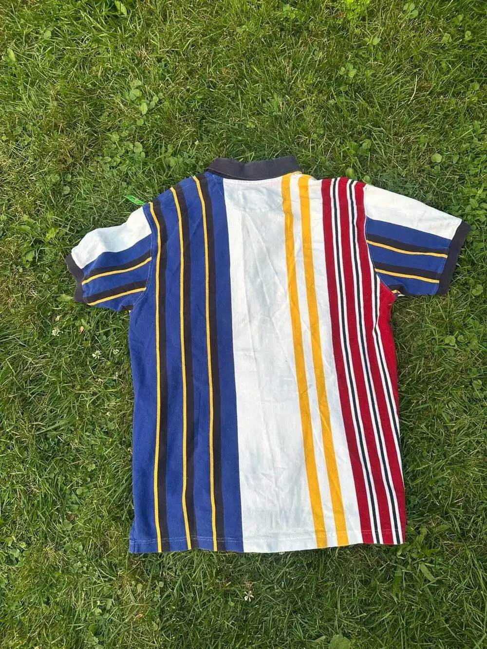 Vintage Chaps Ralph Lauren Men's Multi-Color Vertical Striped Short Sleeve Polo